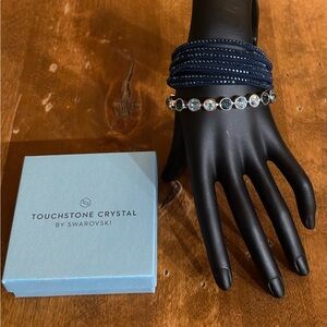 Touchstone Crystal Navy and Silver Bracelet Duo (both for only $75)